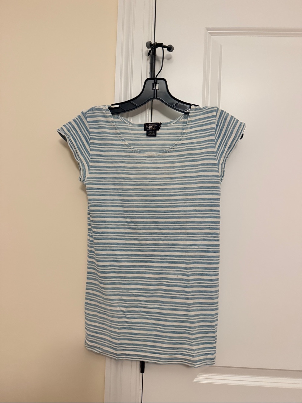 Ralph Lauren Blue & White Striped Cotton Tee